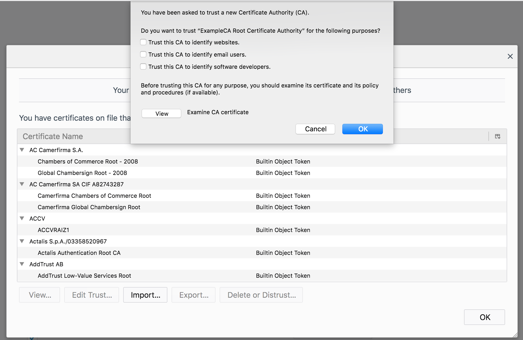 Importing SSL root certificate in Firefox Importing SSL root certificate in Firefox