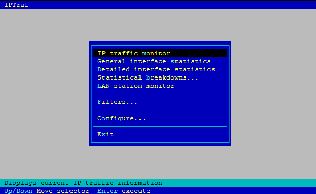 iptraf command in linux iptraf command interface